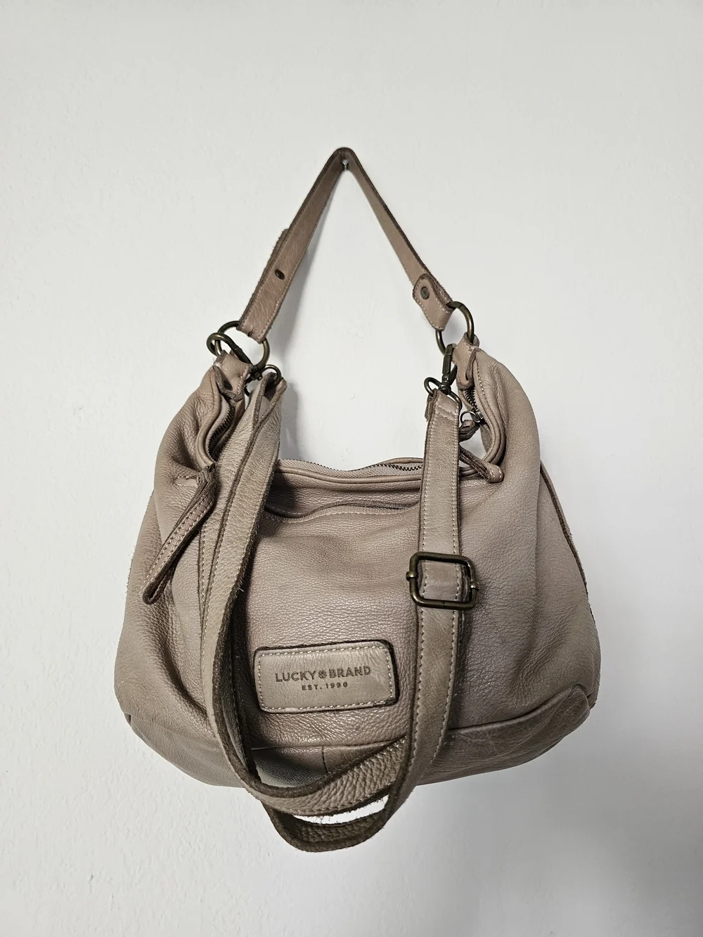 Lucky Brand Neutral Taupe Hobo Shoulder Bag